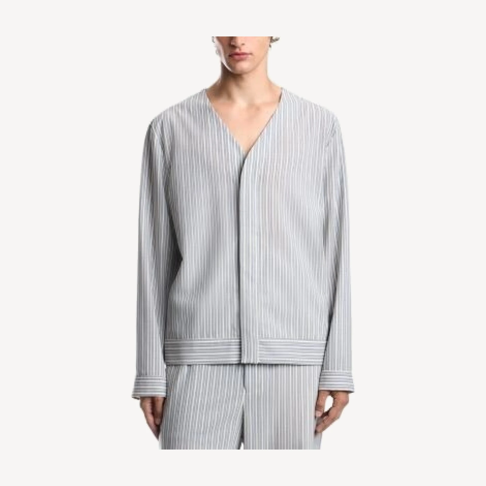 Emporio Armani Wool Blend Stripe Blouson Shirt