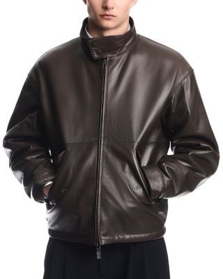 Emporio Armani Leather Stand Collar Zip Blouson Jacket