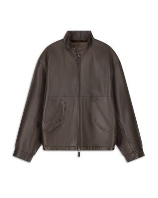 Emporio Armani Leather Stand Collar Zip Blouson Jacket