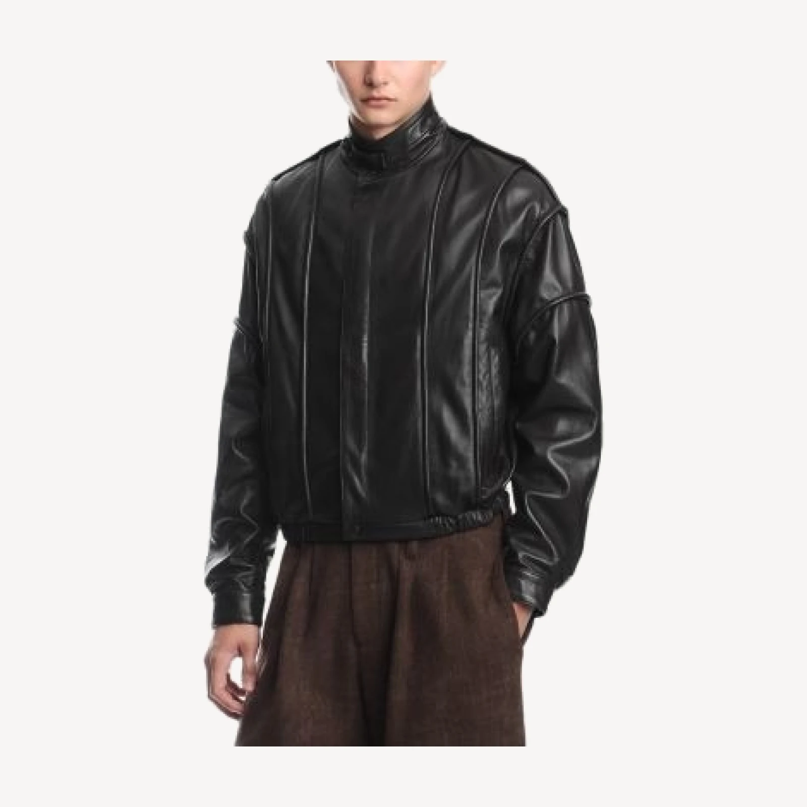 Emporio Armani Leather Stand Collar Blouson Jacket