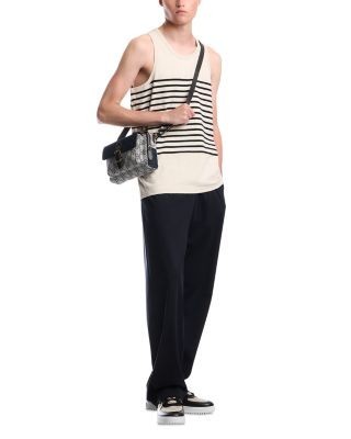 Emporio Armani Cotton & Linen Stripe Crewneck Tank Top