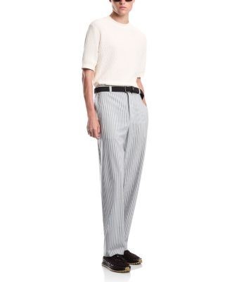 Emporio Armani Wool Blend Straight Leg Stripe Trousers