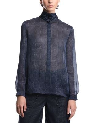 Emporio Armani Printed Satin Button Up Blouse