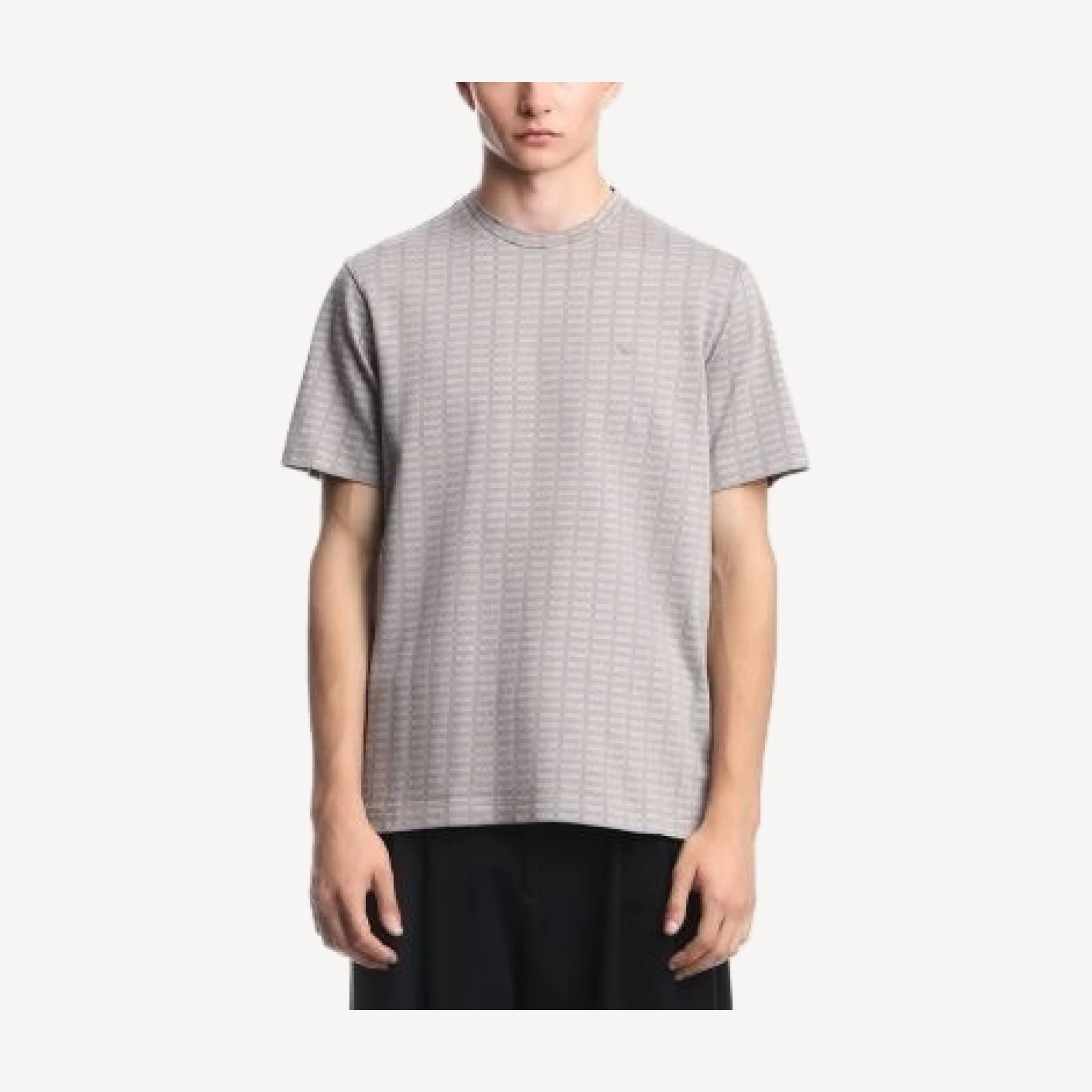 Emporio Armani Jersey Jacquard Knit Effect Cotton T Shirt