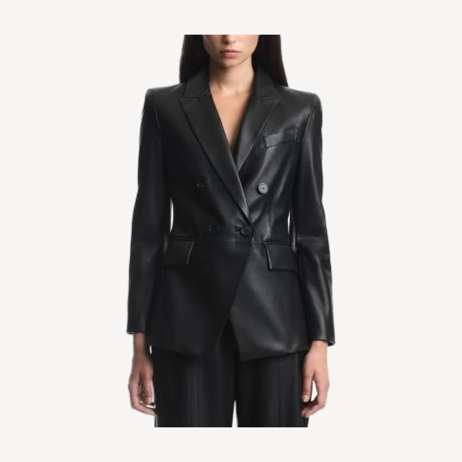 Emporio Armani Leather Double Breasted Blazer