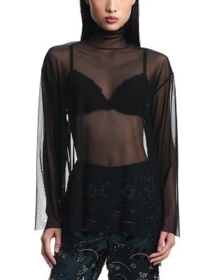 Emporio Armani Sheer Mock Neck Top