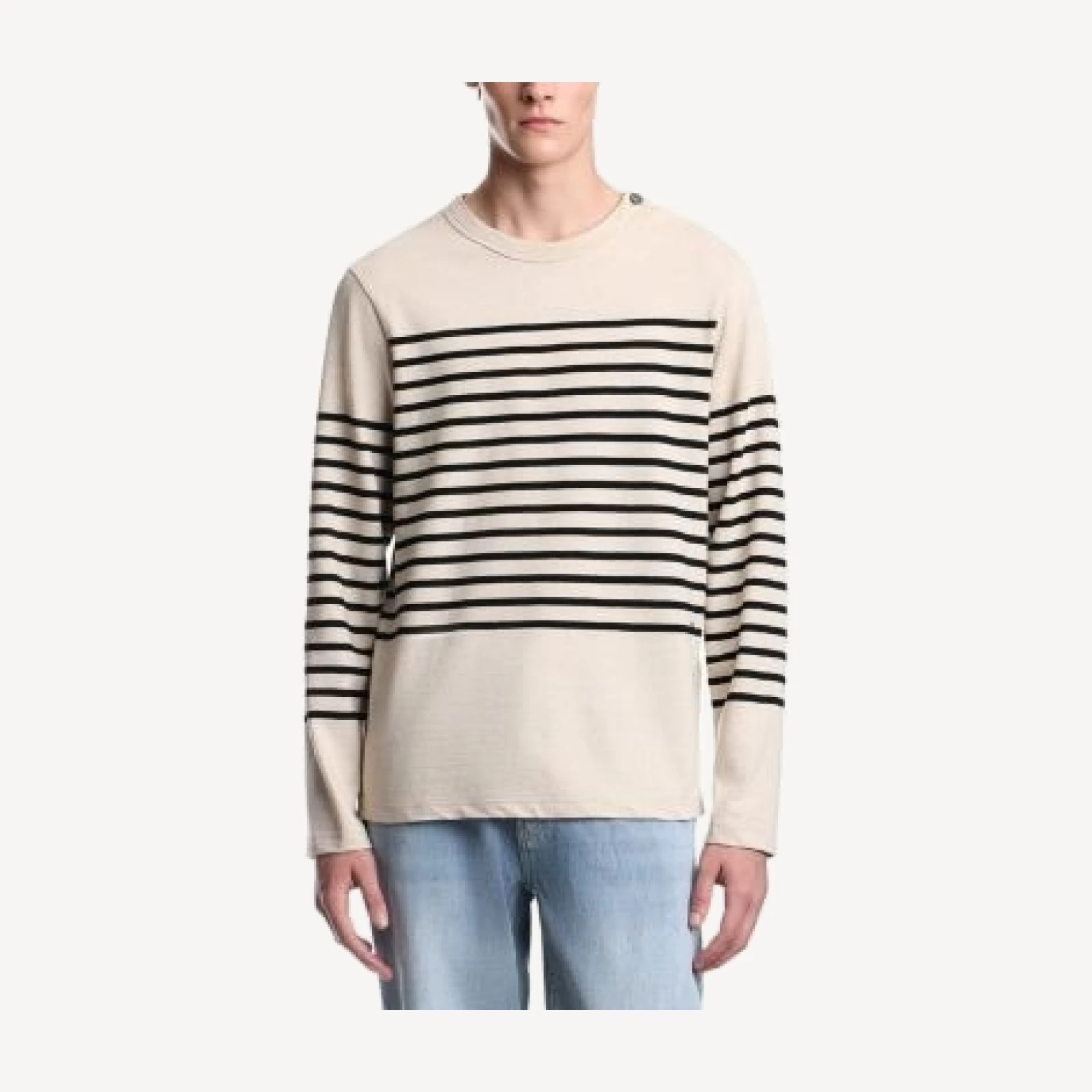 Emporio Armani Cotton & Linen Stripe Button Collar Shirt