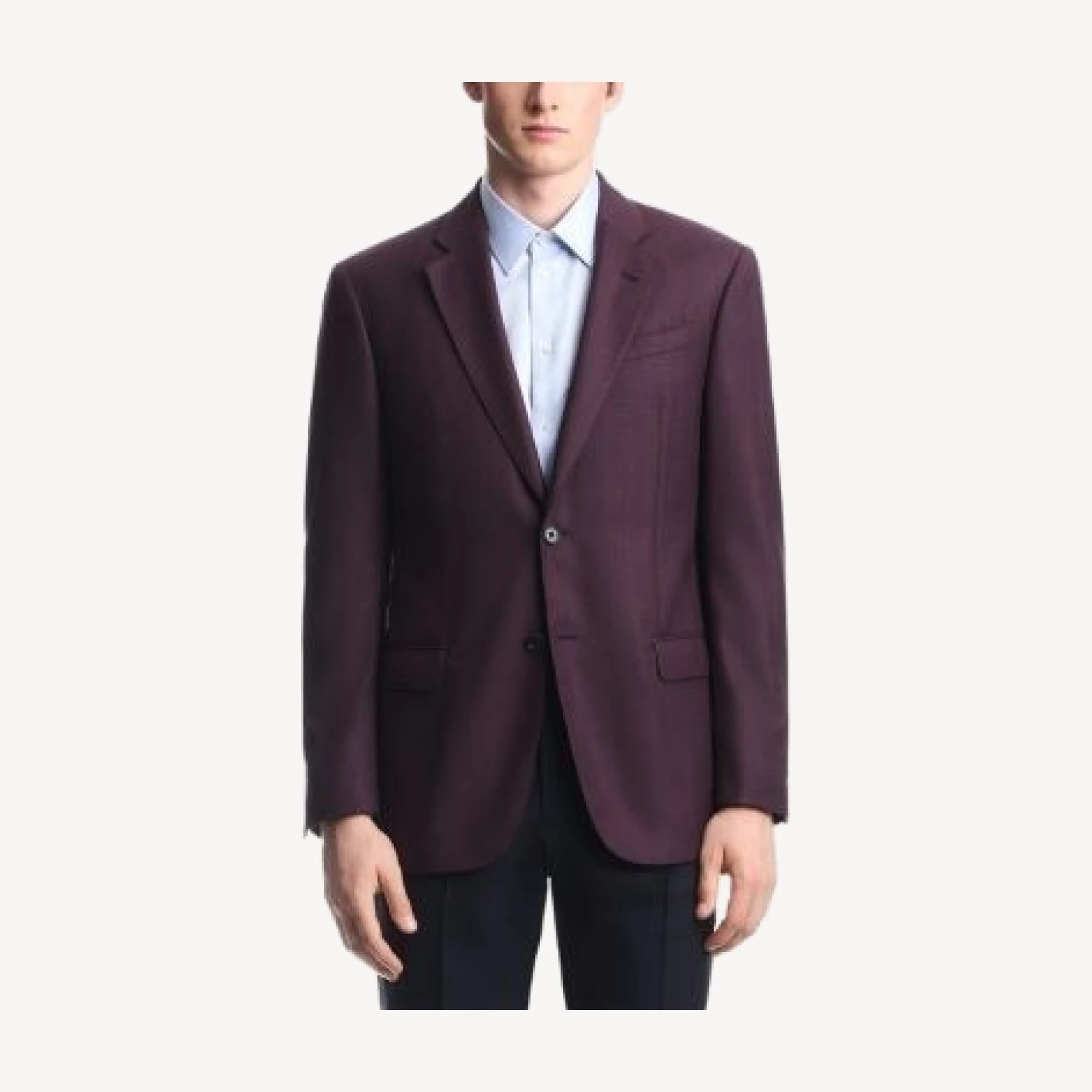 Emporio Armani Tailored Fit Single Breasted Wool Chevron Blazer