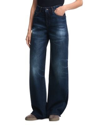 Emporio Armani Wide Leg Jeans in Medium Blue Denim