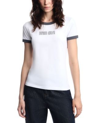 Emporio Armani Cotton Blend Logo Ringer Tee