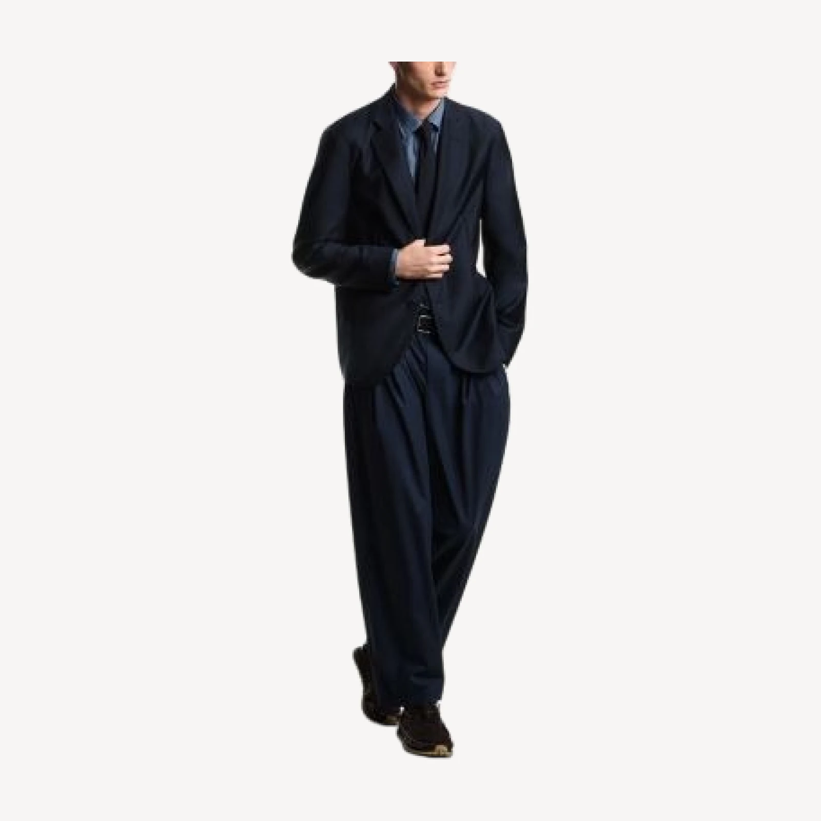 Emporio Armani Single Breasted Virgin Wool & Silk Satin Blazer