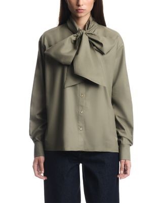 Emporio Armani Tie Neck Long Sleeve Blouse