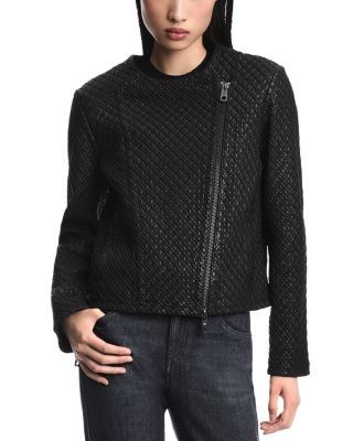 Emporio Armani Diamond Embroidered Nappa Leather Jacket