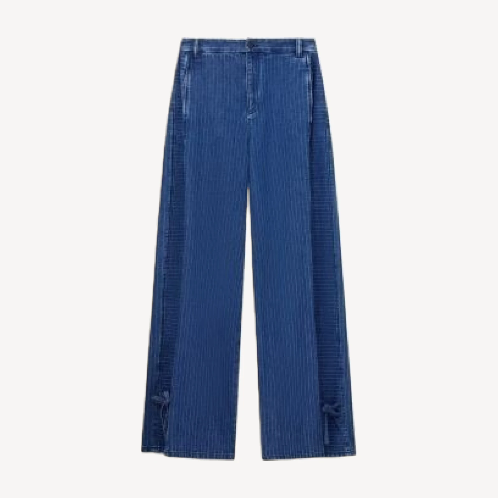Emporio Armani Oversized Pinstriped Jeans in Medium Blue Denim
