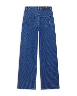 Emporio Armani Oversized Pinstriped Jeans in Medium Blue Denim