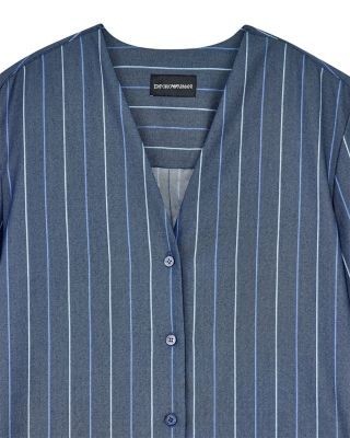 Emporio Armani Striped Stretch Jacquard Denim Shirt