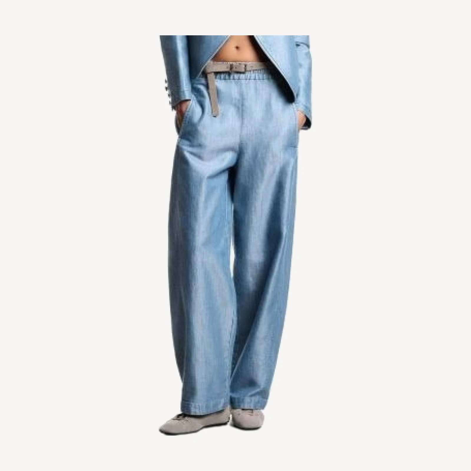 Emporio Armani Oversized Cotton Blend Denim Metal Look Pants