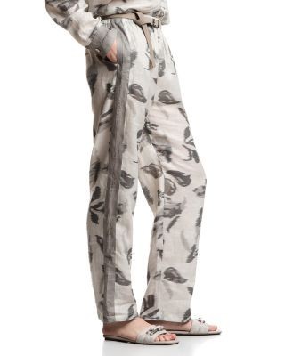 Emporio Armani Linen Flower Print Pants