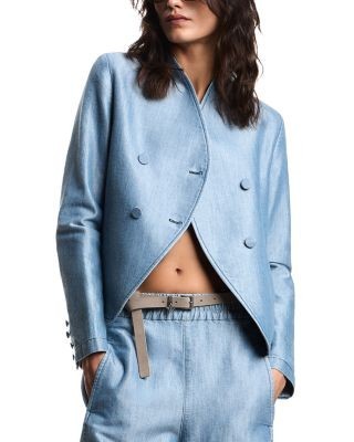 Emporio Armani Cotton Blend Denim Metal Look Blazer