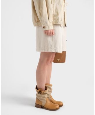 Prada Women's Leather and Canvas Boots