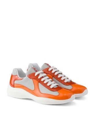 Prada Men's Patent Leather and Technical Fabric Prada America's Cup Sneakers