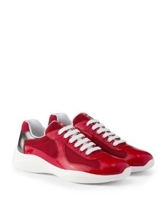 Prada Men's Patent Leather and Technical Fabric America's Cup Sneakers
