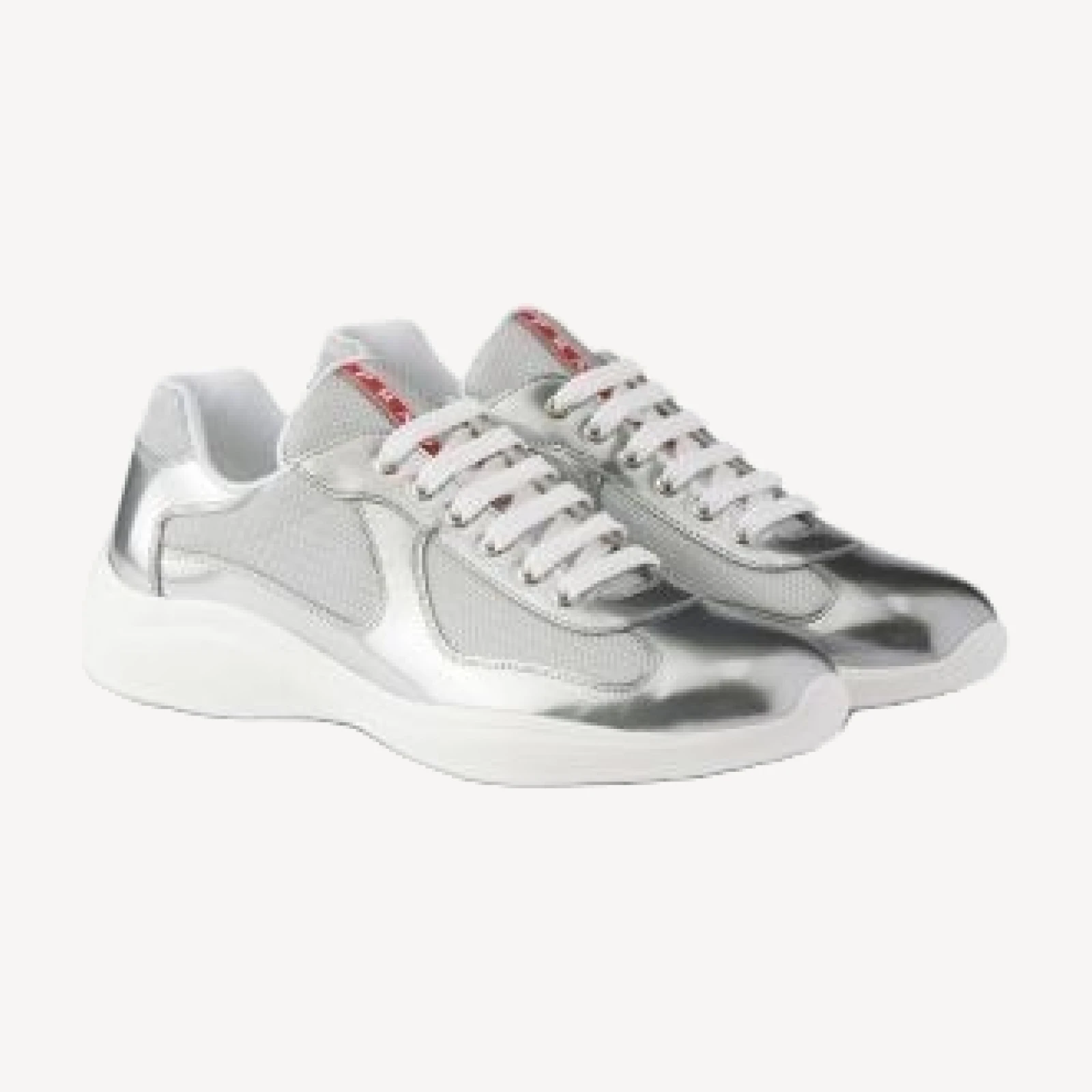 Prada Men's America's Cup Metallic Leather And Bike Fabric Sneakers