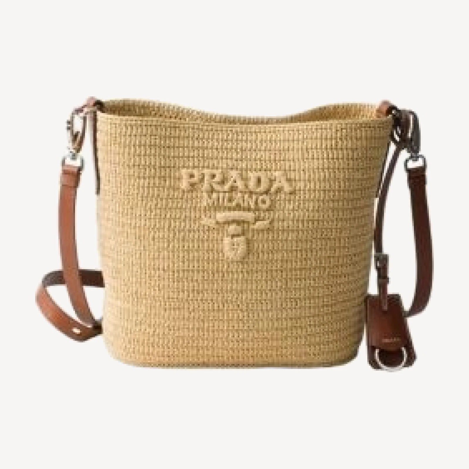 Prada Small Crochet And Leather Bucket Bag
