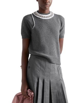 Prada Short Sleeved Wool and Cashmere Sweater