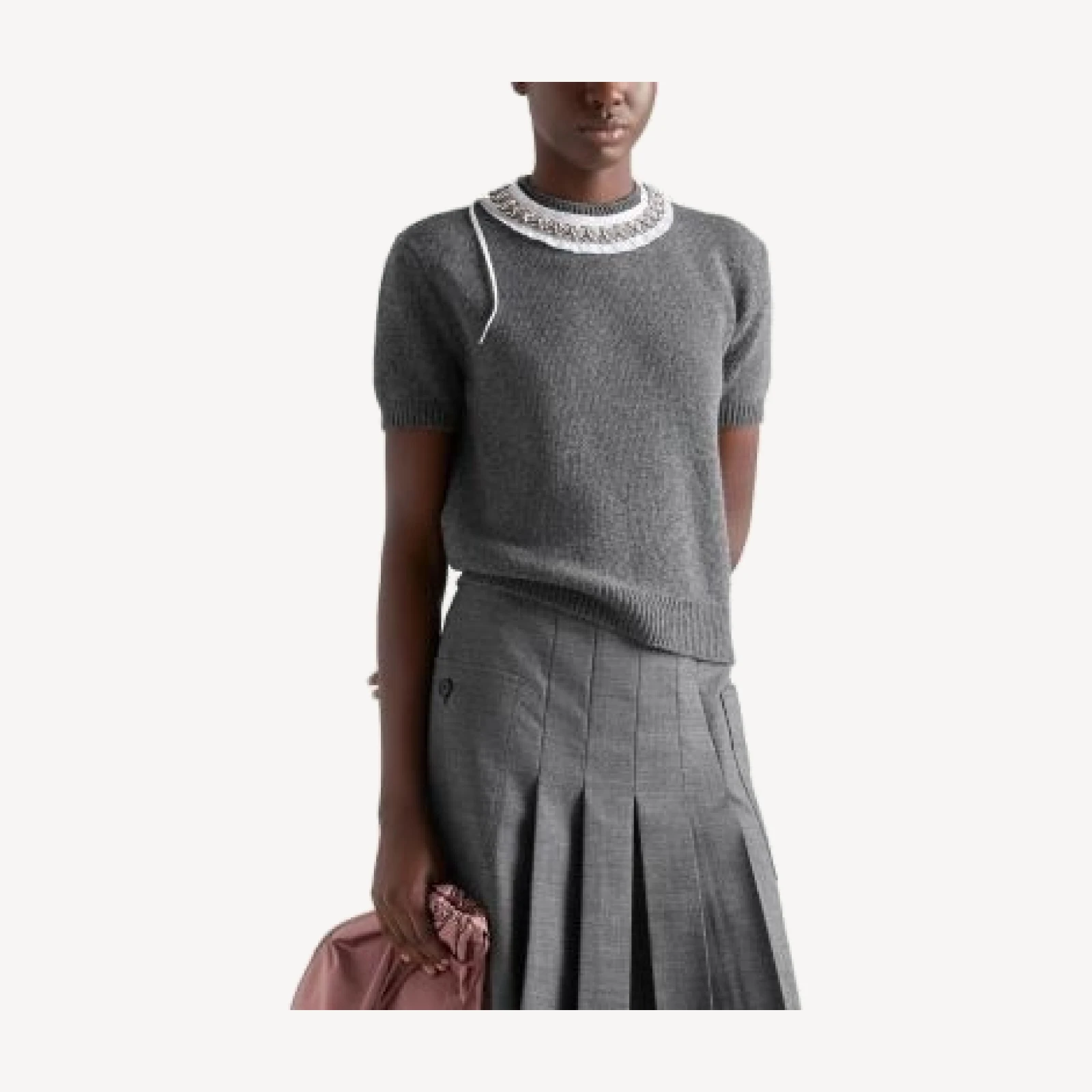 Prada Short Sleeved Wool and Cashmere Sweater