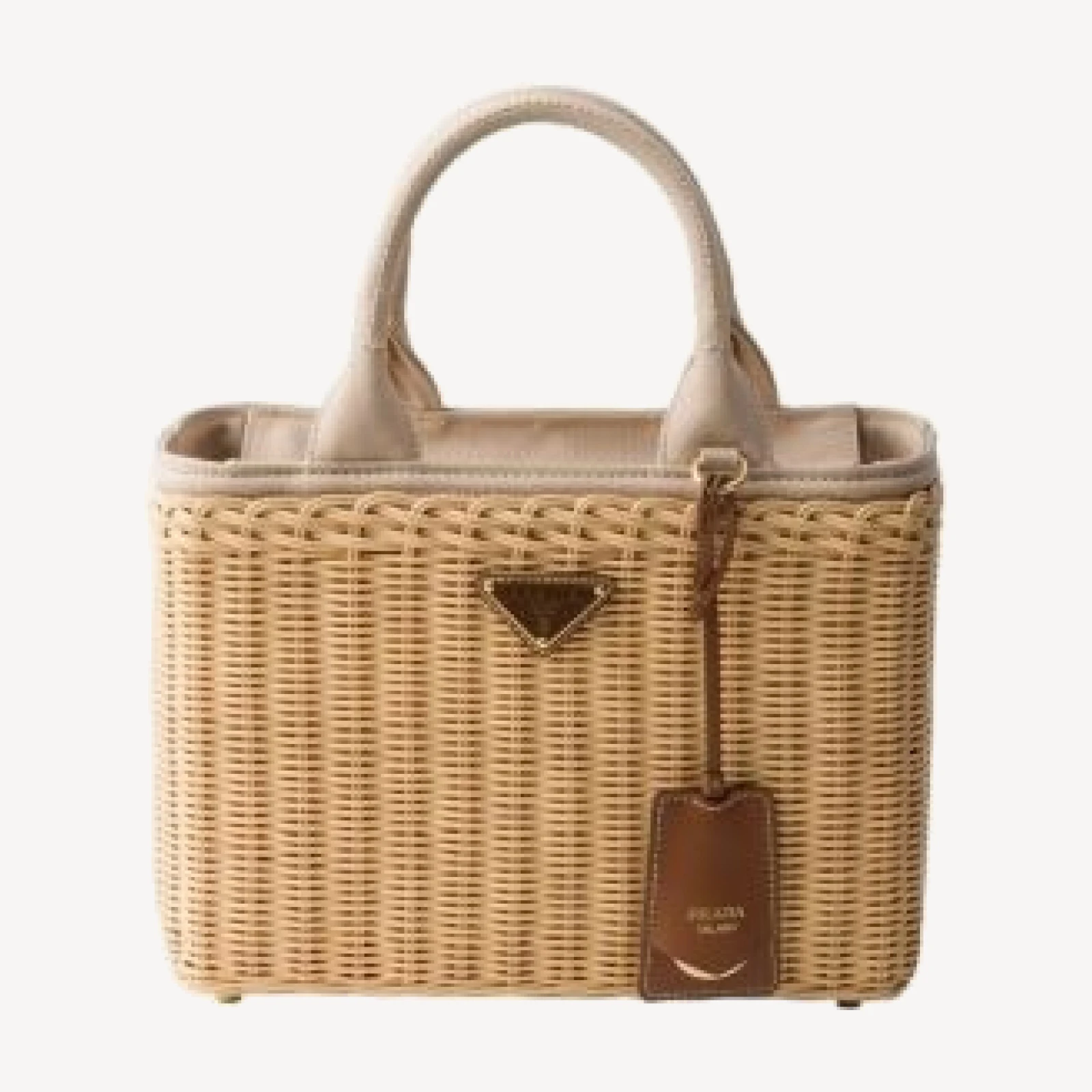 Prada Medium Wicker and Canvas Tote Bag