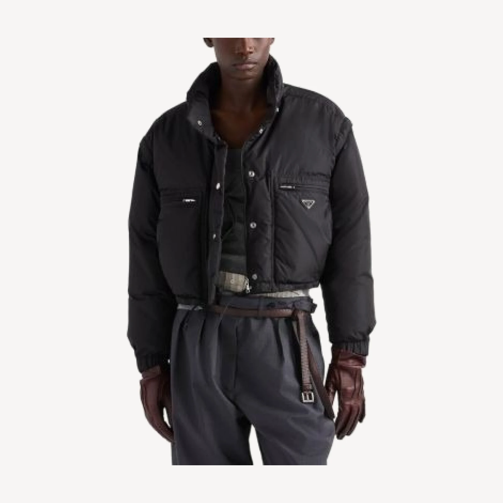 Prada Lightweight Re-Nylon Cropped Down Jacket