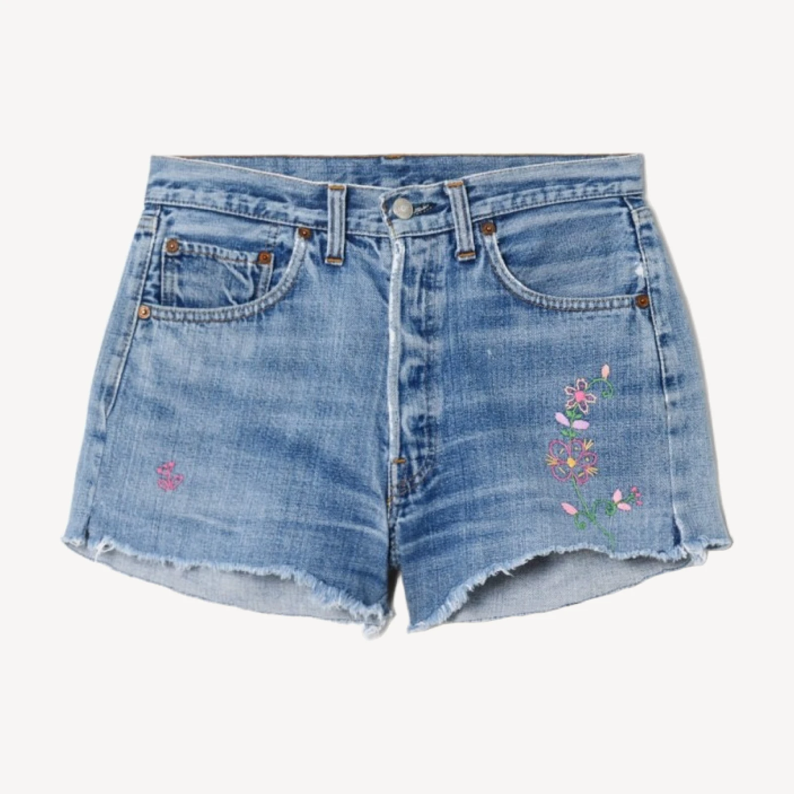 80s Embroidered Levi's 501 Cut Off Short -#54