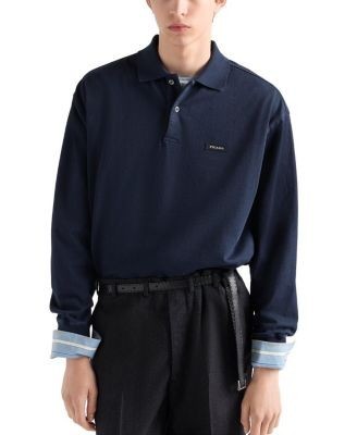 Prada Long-Sleeved Cotton Polo Shirt