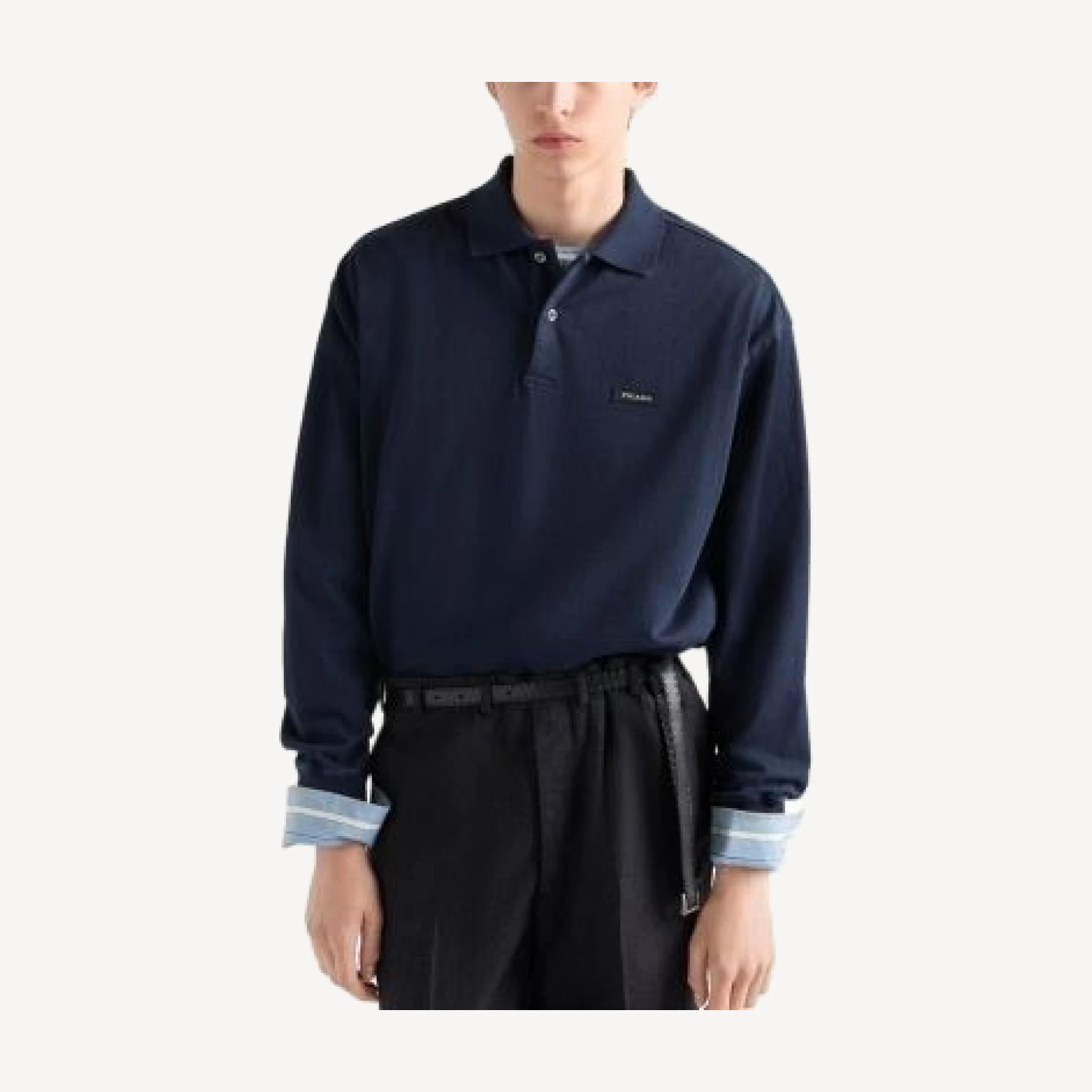 Prada Long-Sleeved Cotton Polo Shirt