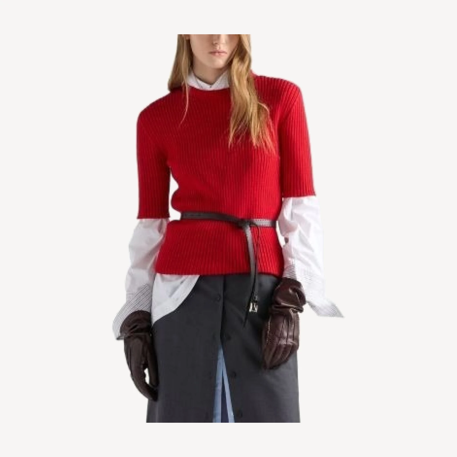 Prada Short Sleeved Ribbed Knit Wool Sweater