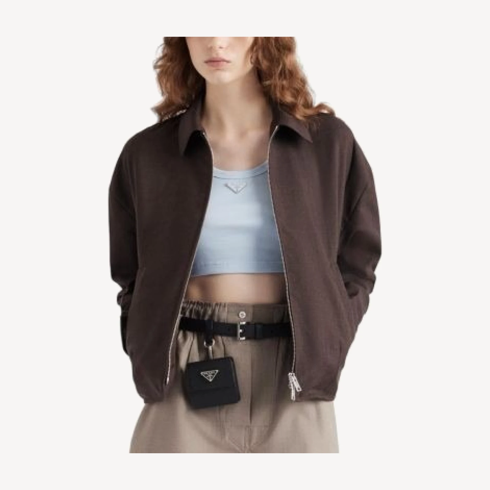 Prada Ribbed Knit Cotton Crop Top