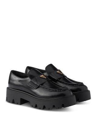 Prada Women's Brushed Leather Loafers