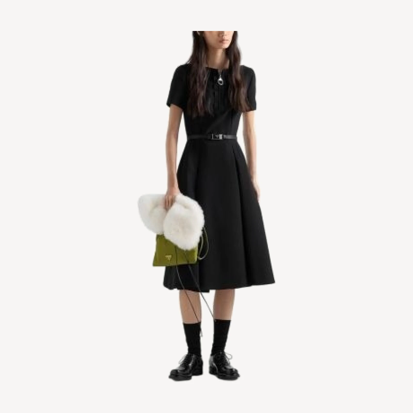 Prada Embroidered Natte Fabric Dress