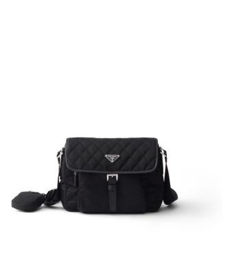 Prada Medium Quilted Re-nylon Shoulder Bag With Saffiano Leather Trim