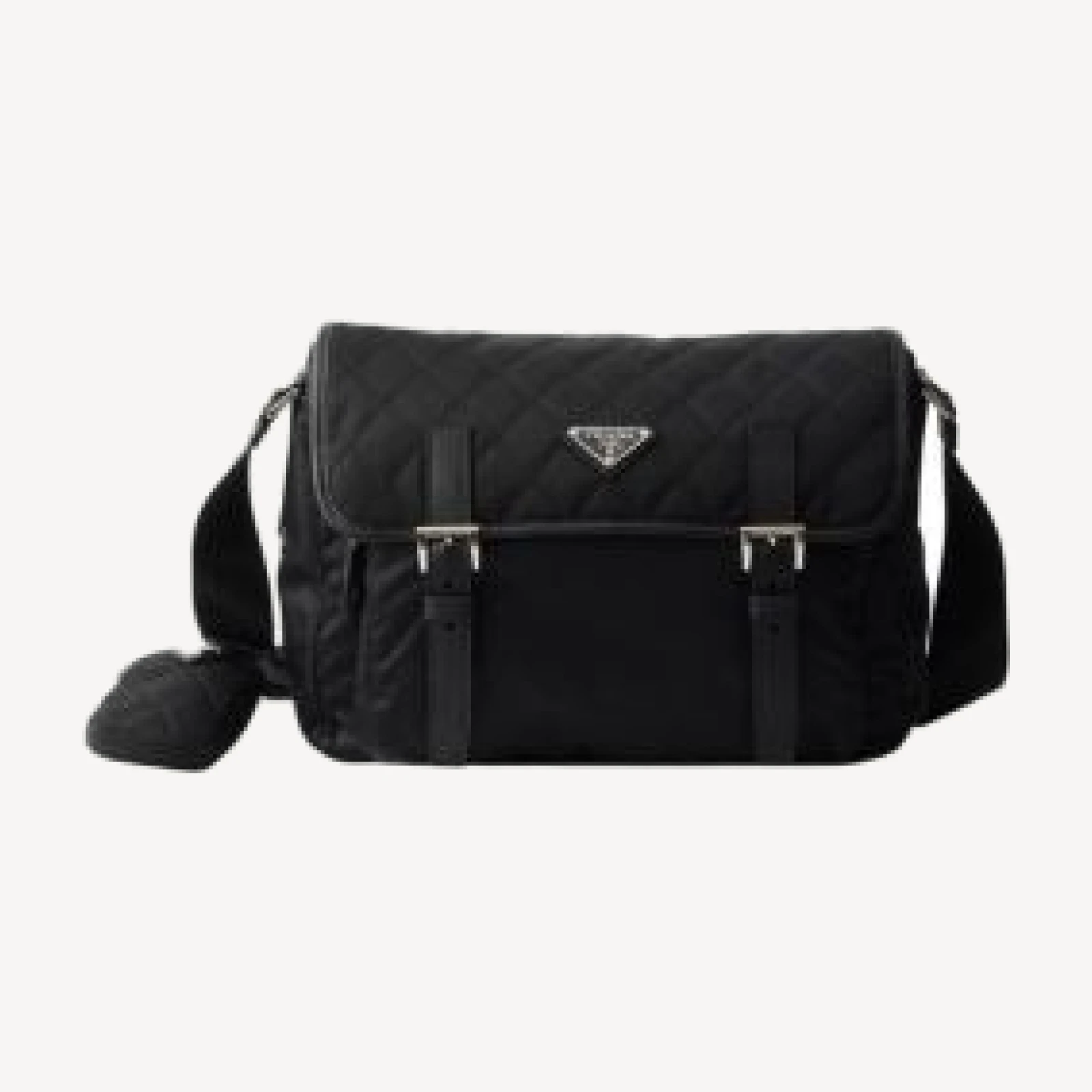 Prada Large Quilted Re-Nylon Shoulder Bag With Saffiano Trim