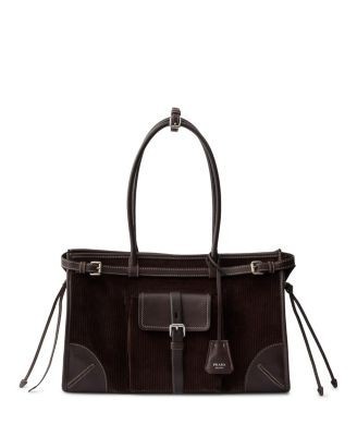 Prada Bonnie Large Corduroy and Leather Handbag
