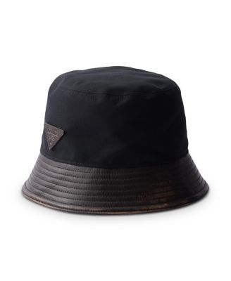 Prada Technical Cotton and Leather Bucket Hat
