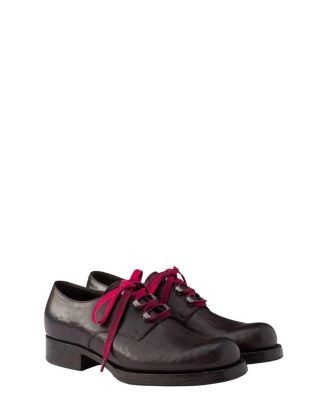 Prada Men's Antiqued Leather Lace-Up Shoes