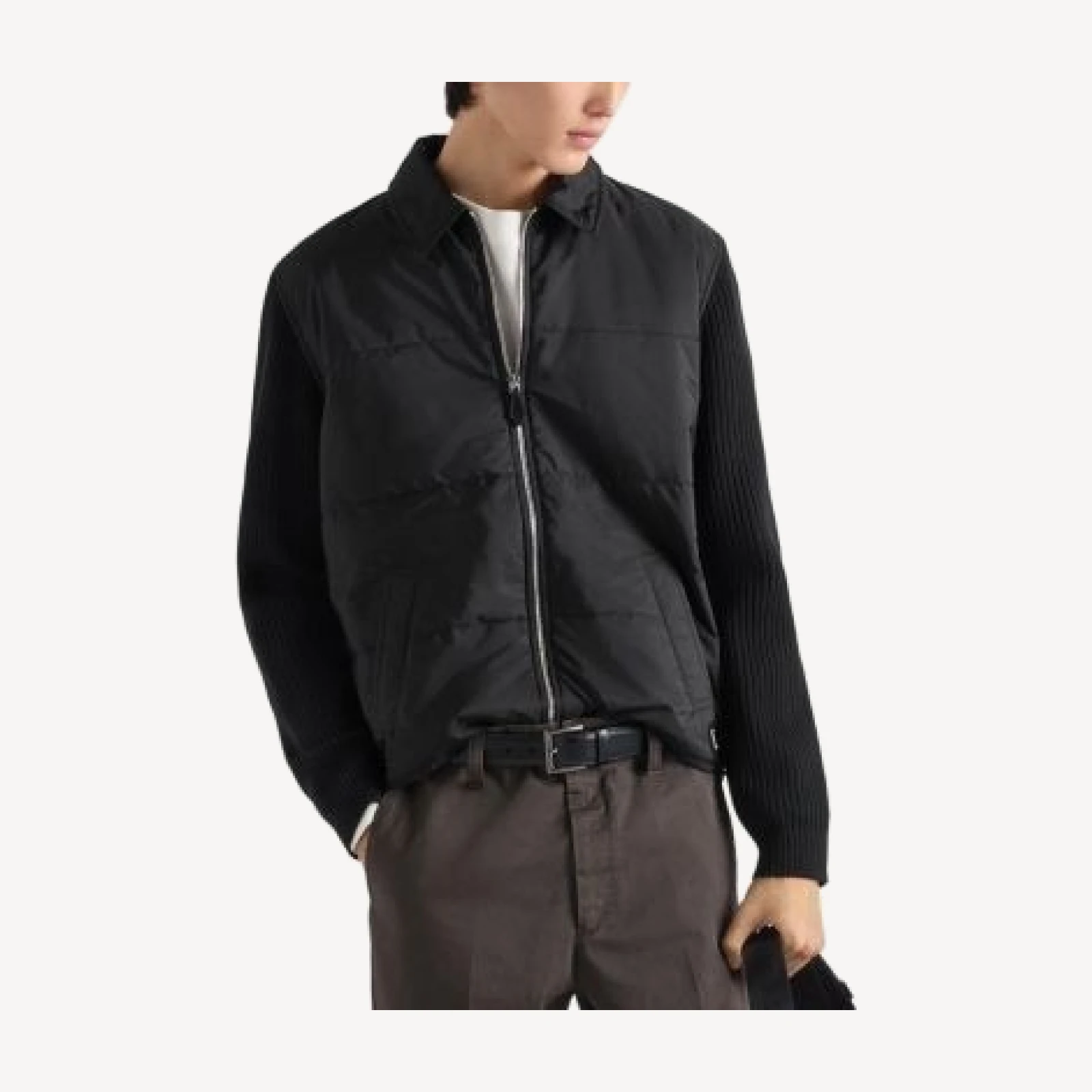 Prada Wool and Re-nylon Gabardine Cardigan