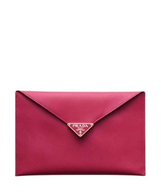 Prada Saffiano Leather Envelope Clutch