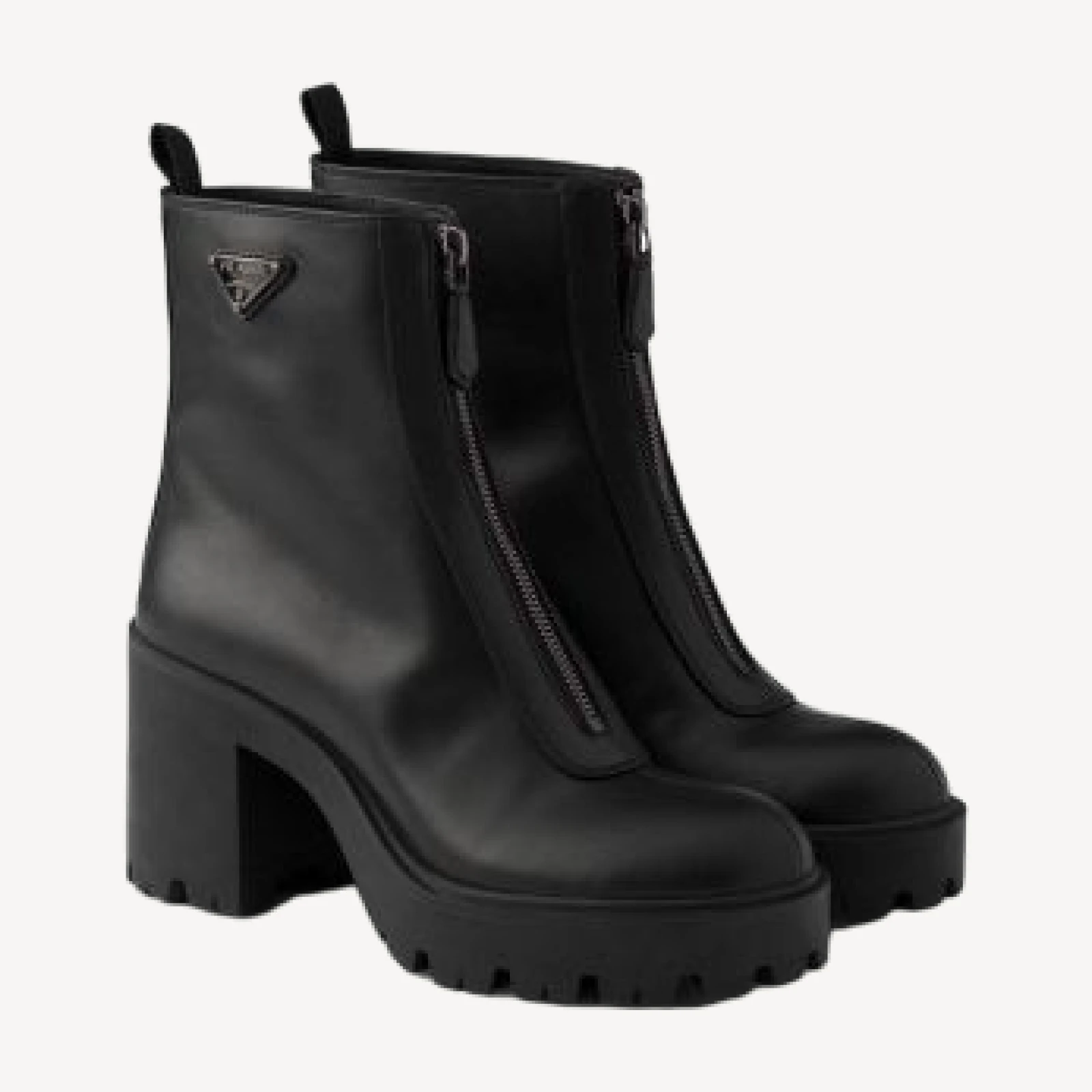 Prada Women's Leather Ankle Boots with Zipper