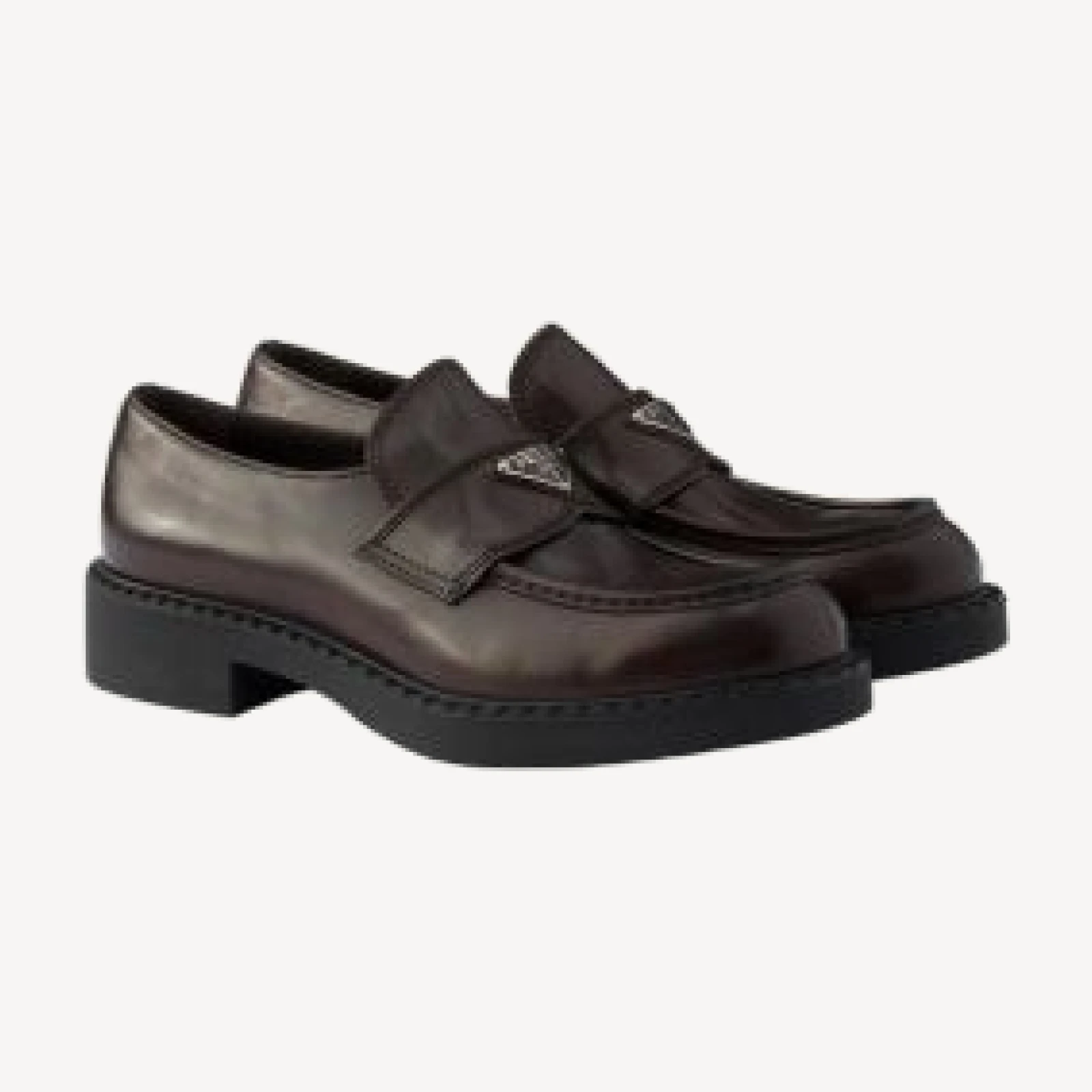 Prada Men's Chocolate Aged Leather Loafers