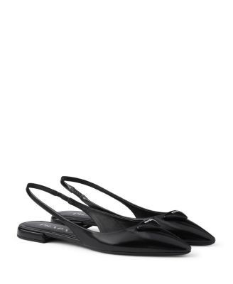 Prada Women's Brushed Leather Ballerina Slingbacks