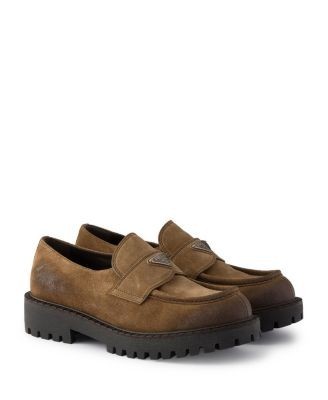 Prada Men's Aged Suede Loafers